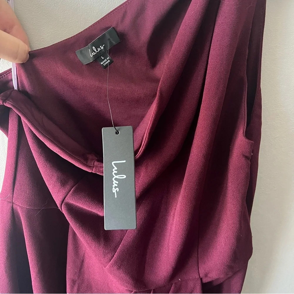 Lulu's One Shoulder Burgundy Dress - Picture 10 of 10